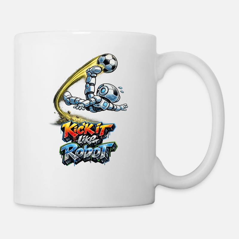 Fussballroboter macht Fallrückzieher - Tasse - Weiß