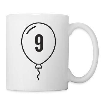 Luftballon Zahl 9 – Geburtstag - Tasse - Weiß - Rechts
