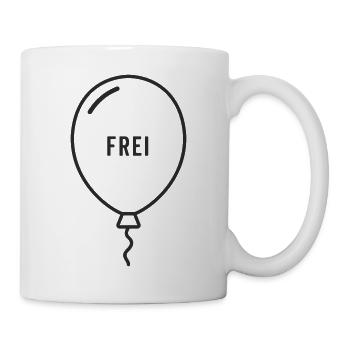 Frei – Luftballon Motiv mit Leichtigkeit - Tasse - Weiß - Rechts