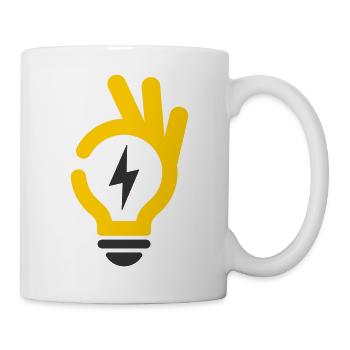 Electrician Hand Flash OK Light Bulb - Mug - white - Right