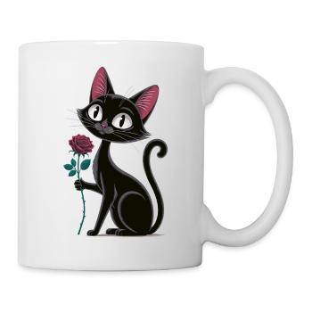 Cat Rose Motif for Romance Fans - Mug - white - Right