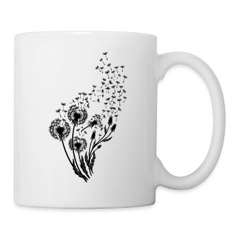 Schwarze Blumenkunst Pusteblumen - Tasse - Weiß - Rechts