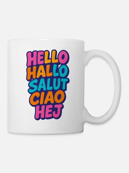 Bunte Grußworte Stack-Design - Tasse - Weiß