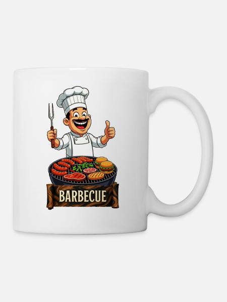 Koch am runden Grill - Tasse - Weiß