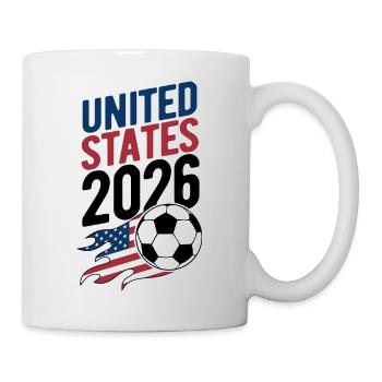 United States 2026 Fußball Flamme mit Flagge - Tasse - Weiß - Rechts