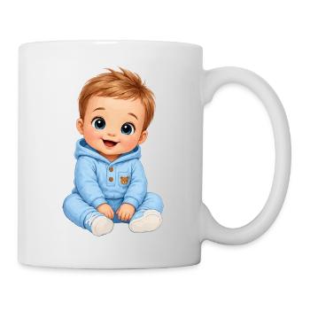 Baby in Blauem Hoodie - Tasse - Weiß - Rechts