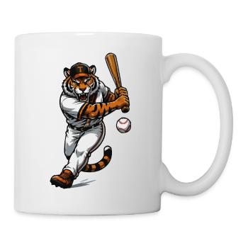 Tiger in baseball swing - Mug - white - Right