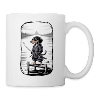 Dackel Samurai am See - Tasse - Weiß - Rechts