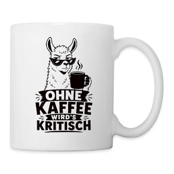 Lama Ohne Kaffee wird’s kritisch Shirt - Tasse - Weiß - Rechts