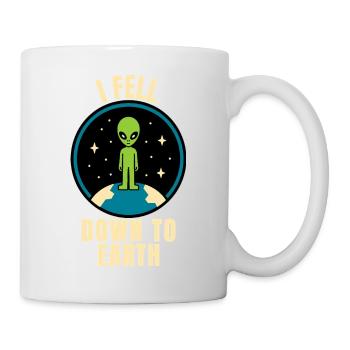 Alien landet auf Erden - Tasse - Weiß - Rechts