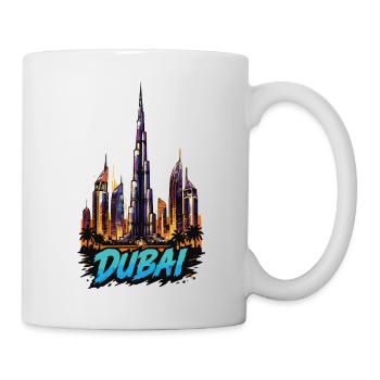 Effet néon de la Skyline de Dubaï - Mug blanc - blanc - Droite