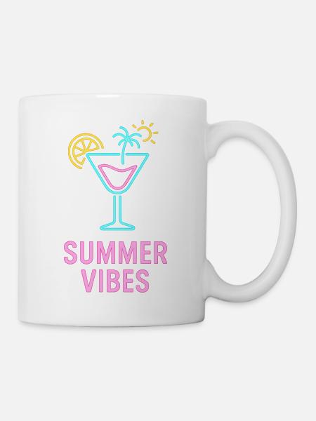 Sommer Vibes Neon Cocktail - Tasse - Weiß
