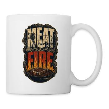 Meat & Fire Barbecue Fleisch Grill Feuer Pitmaster - Mug blanc - blanc - Droite