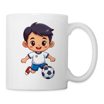 Kicker-Junge im Fußballdesign - Tasse - Weiß - Rechts