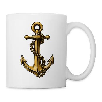 Ancre dorée avec chaîne rétro - Mug blanc - blanc - Droite
