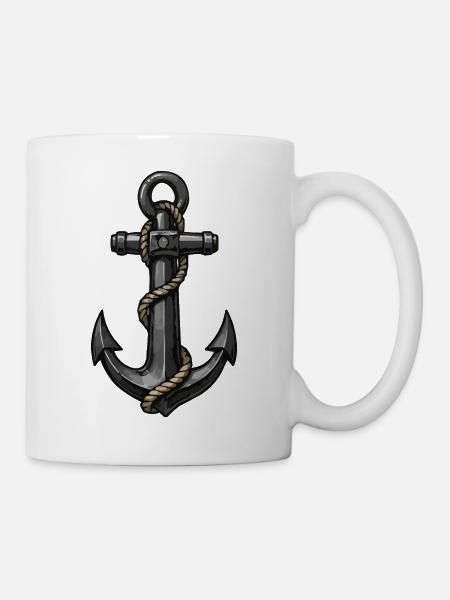 Klassischer Anker mit Seil - Tasse - Weiß