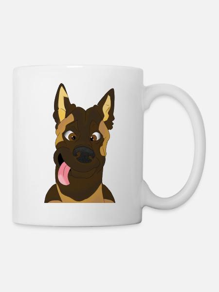 Cartoon Dog Happy Face - Mug - white