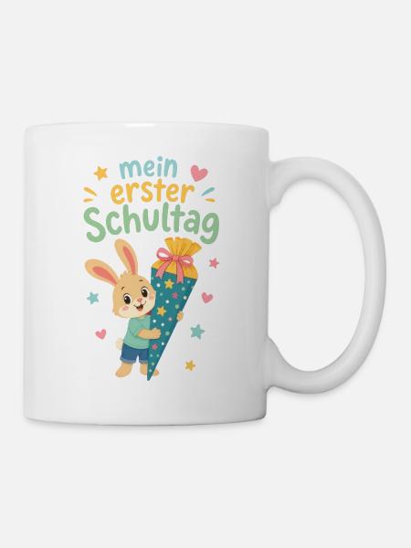 Mein erster Schultag Hase Geschenk - Tasse - Weiß
