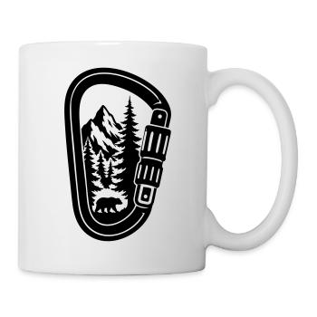 Climber carabiner mountain and bear - Mug - white - Right