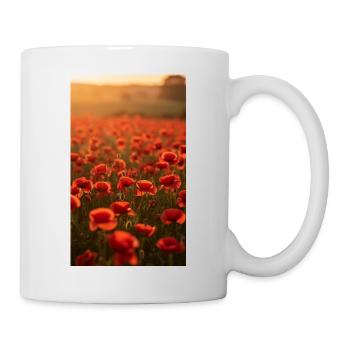 Coquelicots rouges au soleil du soir - Mug blanc - blanc - Droite