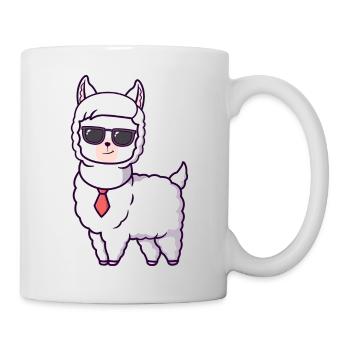 Cool Llama with Sunglasses Tie - Mug - white - Right