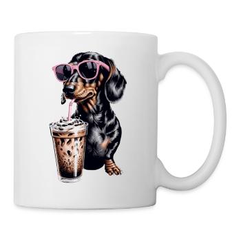 Dackel Eiskaffee - Tasse - Weiß - Rechts
