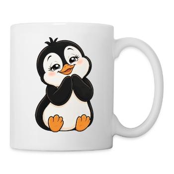 Un pingouin de dessin animé mignon ravi - Mug blanc - blanc - Droite