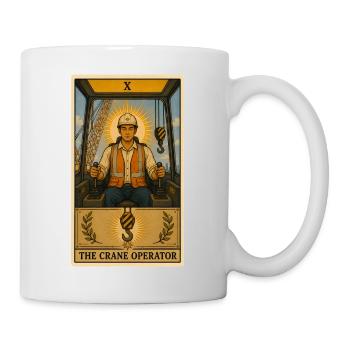 Opérateur de grue | Tarot de grue sur le chantier - Mug blanc - blanc - Droite