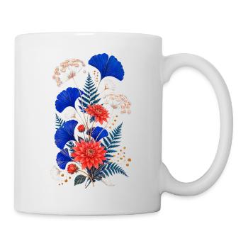 Fleurs Bleues et Dahlias Sauvages - Mug blanc - blanc - Droite