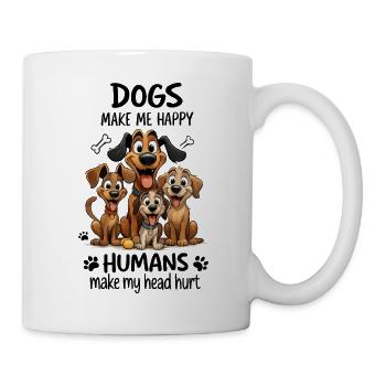 Dogs Make Me Happy Funny Cartoon Dog Design - Mug - white - Right