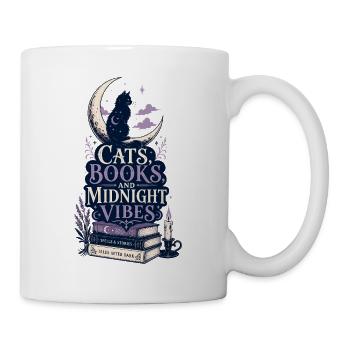 Livres de chats : Cadeau mystique lunaire pour lecteurs - Mug blanc - blanc - Droite