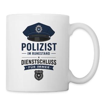 Polizist im Ruhestand – Polizeimütze Rente Spruch - Tasse - Weiß - Rechts