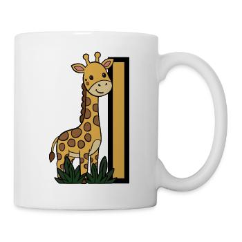 Giraffe am Pfosten – Kinderillustration - Tasse - Weiß - Rechts