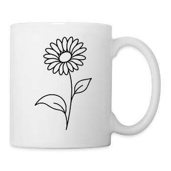 Botanische Blume mit feinen Blättern - Tasse - Weiß - Rechts