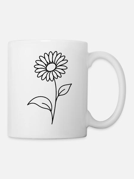 Botanical flower with fine leaves - Mug - white