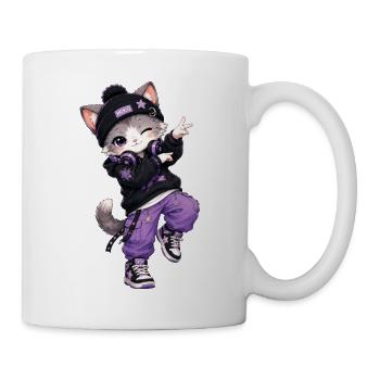 Cat Streetwear Lila Sterne - Tasse - Weiß - Rechts