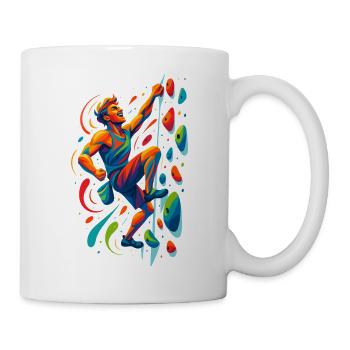 Bouldern Motivation: Kletterer Kunst Design - Tasse - Weiß - Rechts