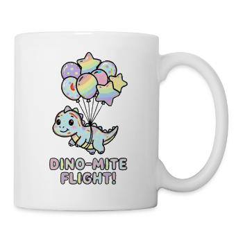 Dino-Mite Flug: Regenbogenballons - Tasse - Weiß - Rechts
