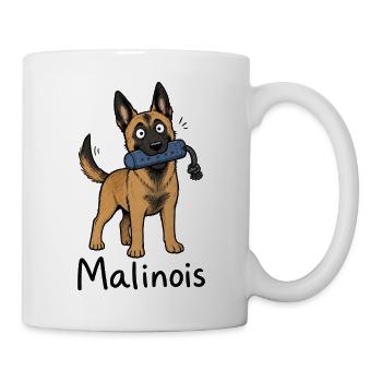 Malinois Hund Welpe - Tasse - Weiß - Rechts