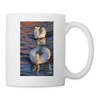 Swans in a play of colours - Mug - white - Right