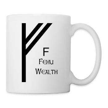 Fehu Rune Complete Black – Viking Futhark - Mug - white - Right