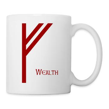 Rune Fehu avec Sens Rouge – Futhark Viking Norse - Mug blanc - blanc - Droite