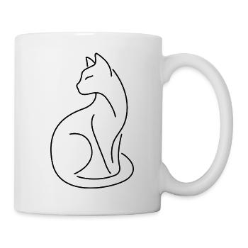 Cat tomcat silhouette of black lines - Mug - white - Right