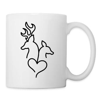 Hirsch und Reh mit Herz - Tasse - Weiß - Rechts