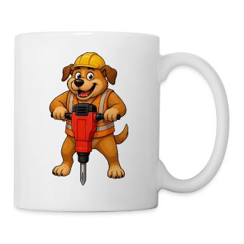 Hundebauarbeiter mit Presslufthammer - Tasse - Weiß - Rechts