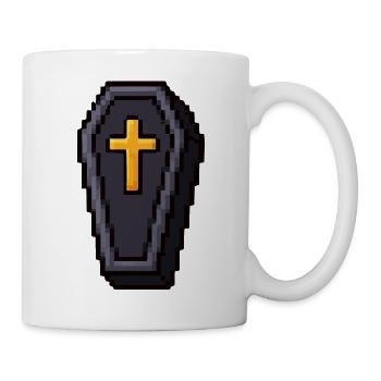 Pixel-Sarg mit goldenem Kreuz - Tasse - Weiß - Rechts
