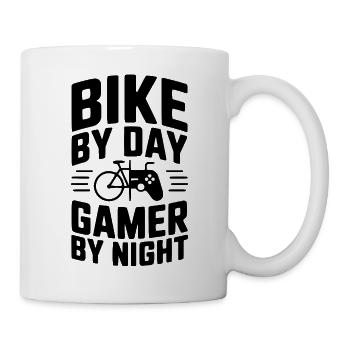Bike By Day Gamer By Night - Tasse - Weiß - Rechts