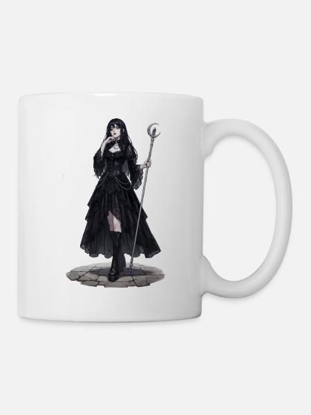 Gothic Hexenkönigin mit Stab - Tasse - Weiß