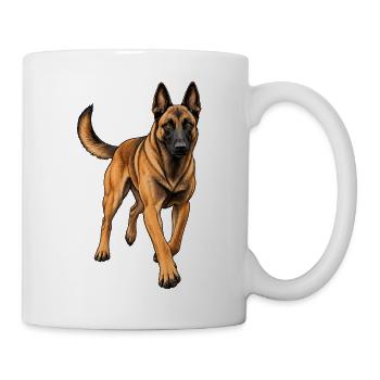 Malinois Hund Action Shirt - Tasse - Weiß - Rechts