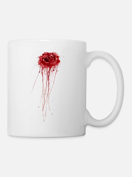 Edles Rose Wasserfarbe Aquarellfarbe von Yana Cat - Tasse - Weiß